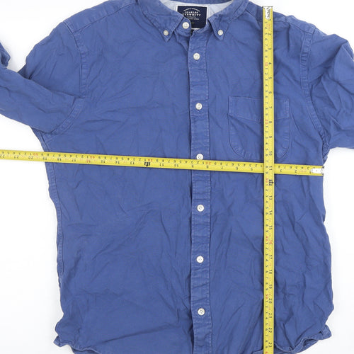 Charles Tyrwhitt Men's Blue Slim Fit Cotton Button-Up Shirt M