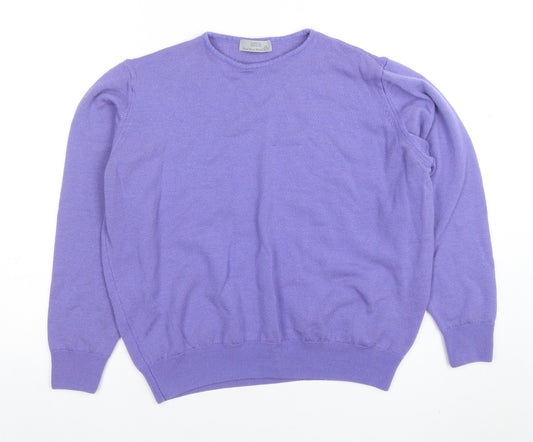 Marks and Spencer Women Purple Wool Crew Neck Jumper Size 14