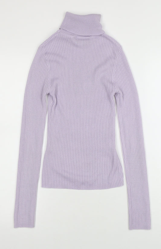 Collusion Women’s Purple Roll Neck Ribbed Knit Jumper Size 8