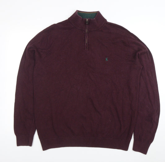 Joules Men's XL Purple 1/4 Zip Cotton Knit Jumper