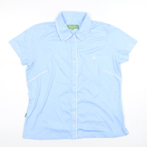 BACKTEE Women's Blue Short Sleeve Collared Polo Shirt Size M