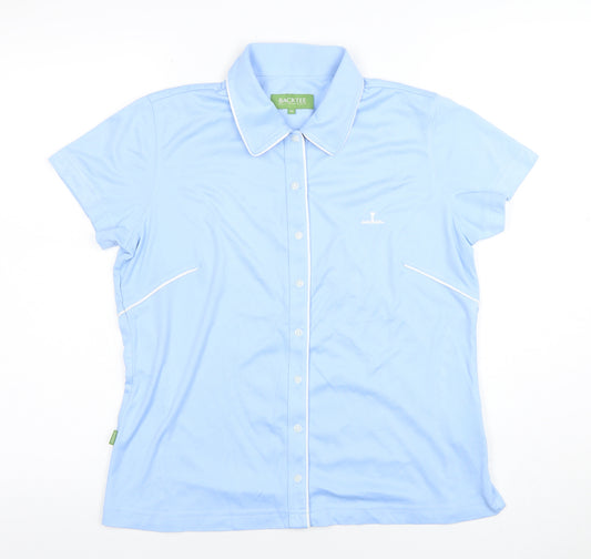 BACKTEE Women's Blue Short Sleeve Collared Polo Shirt Size M