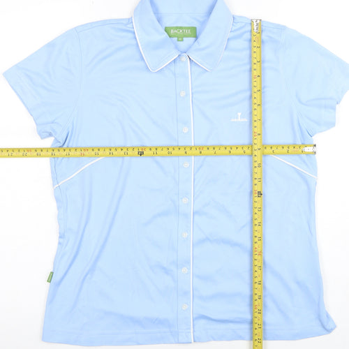 BACKTEE Women's Blue Short Sleeve Collared Polo Shirt Size M