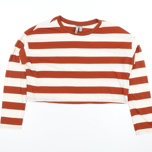 ASOS Women’s Multicoloured Striped Cropped Long Sleeve T-Shirt Size 10