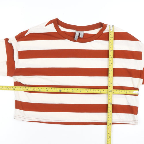 ASOS Women’s Multicoloured Striped Cropped Long Sleeve T-Shirt Size 10