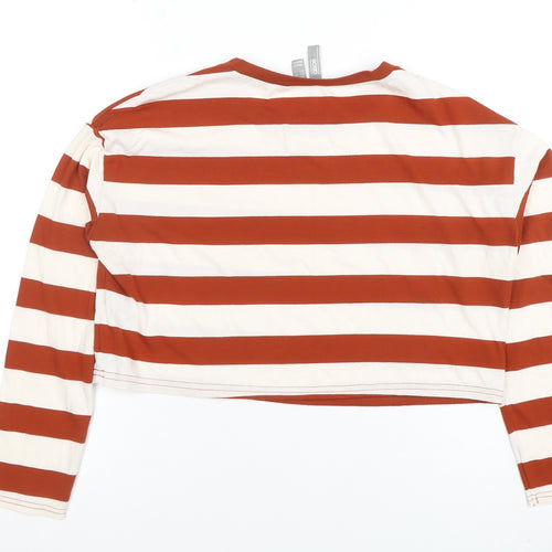 ASOS Women’s Multicoloured Striped Cropped Long Sleeve T-Shirt Size 10