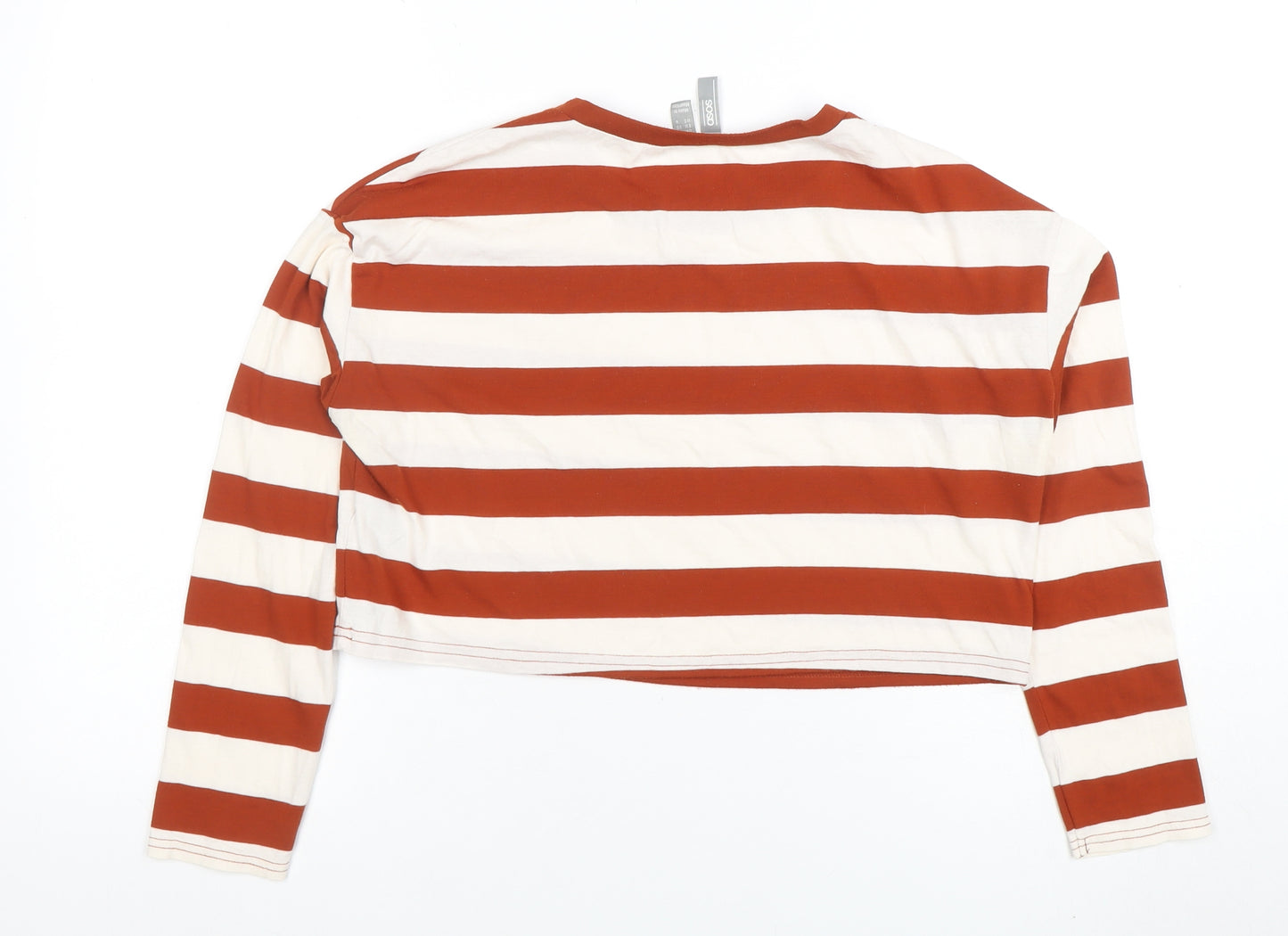 ASOS Women’s Multicoloured Striped Cropped Long Sleeve T-Shirt Size 10