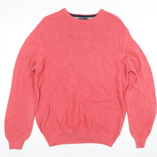 Peter Christian Men's Pink Cotton Crew Neck Pullover Jumper Size L