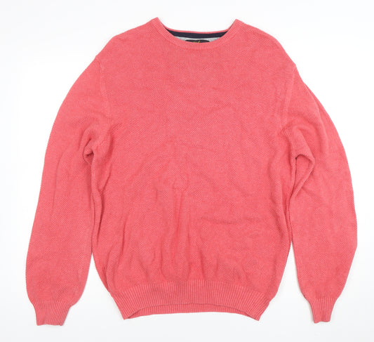 Peter Christian Men's Pink Cotton Crew Neck Pullover Jumper Size L