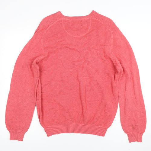 Peter Christian Men's Pink Cotton Crew Neck Pullover Jumper Size L