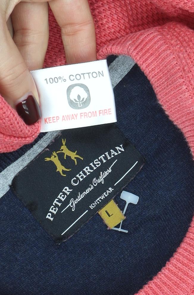 Peter Christian Men's Pink Cotton Crew Neck Pullover Jumper Size L