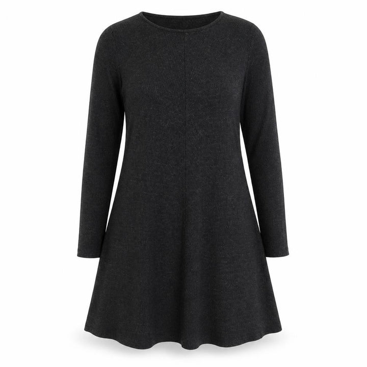 Mango Women Black Knit Long Sleeve A-Line Knee Length Dress Size 10