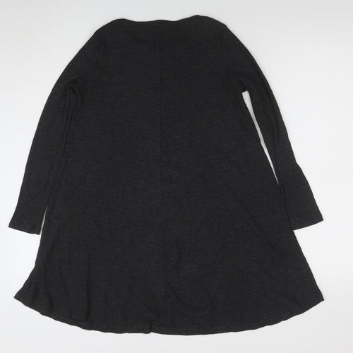 Mango Women Black Knit Long Sleeve A-Line Knee Length Dress Size 10