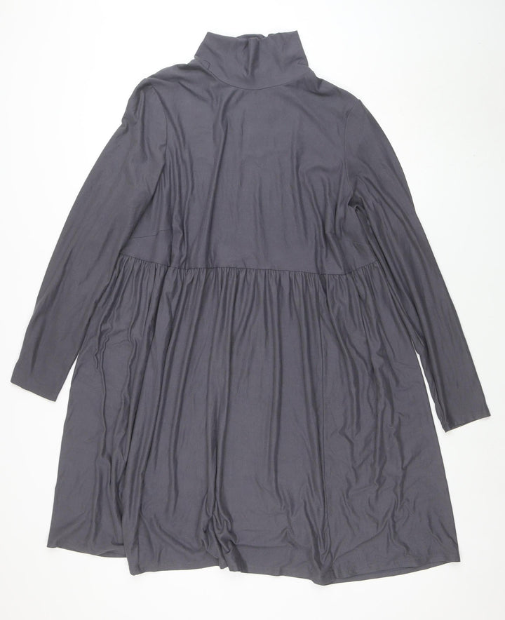 Simply Be Women Grey Size 22 Shift Dress Long Sleeve High Neck