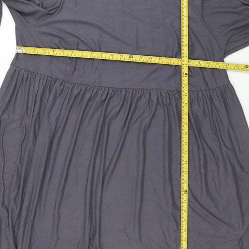 Simply Be Women Grey Size 22 Shift Dress Long Sleeve High Neck