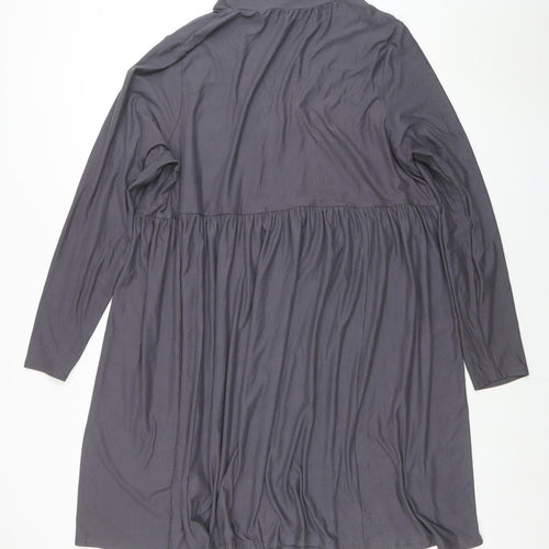 Simply Be Women Grey Size 22 Shift Dress Long Sleeve High Neck