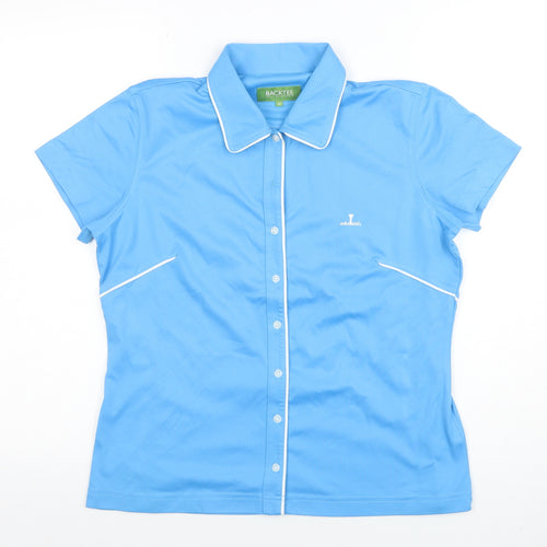 BACKTEE Women's Blue Short Sleeve Collared Polo Shirt M