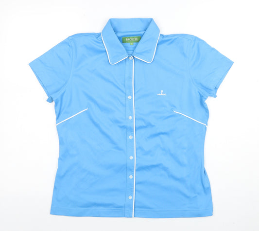 BACKTEE Women's Blue Short Sleeve Collared Polo Shirt M