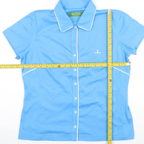 BACKTEE Women's Blue Short Sleeve Collared Polo Shirt M