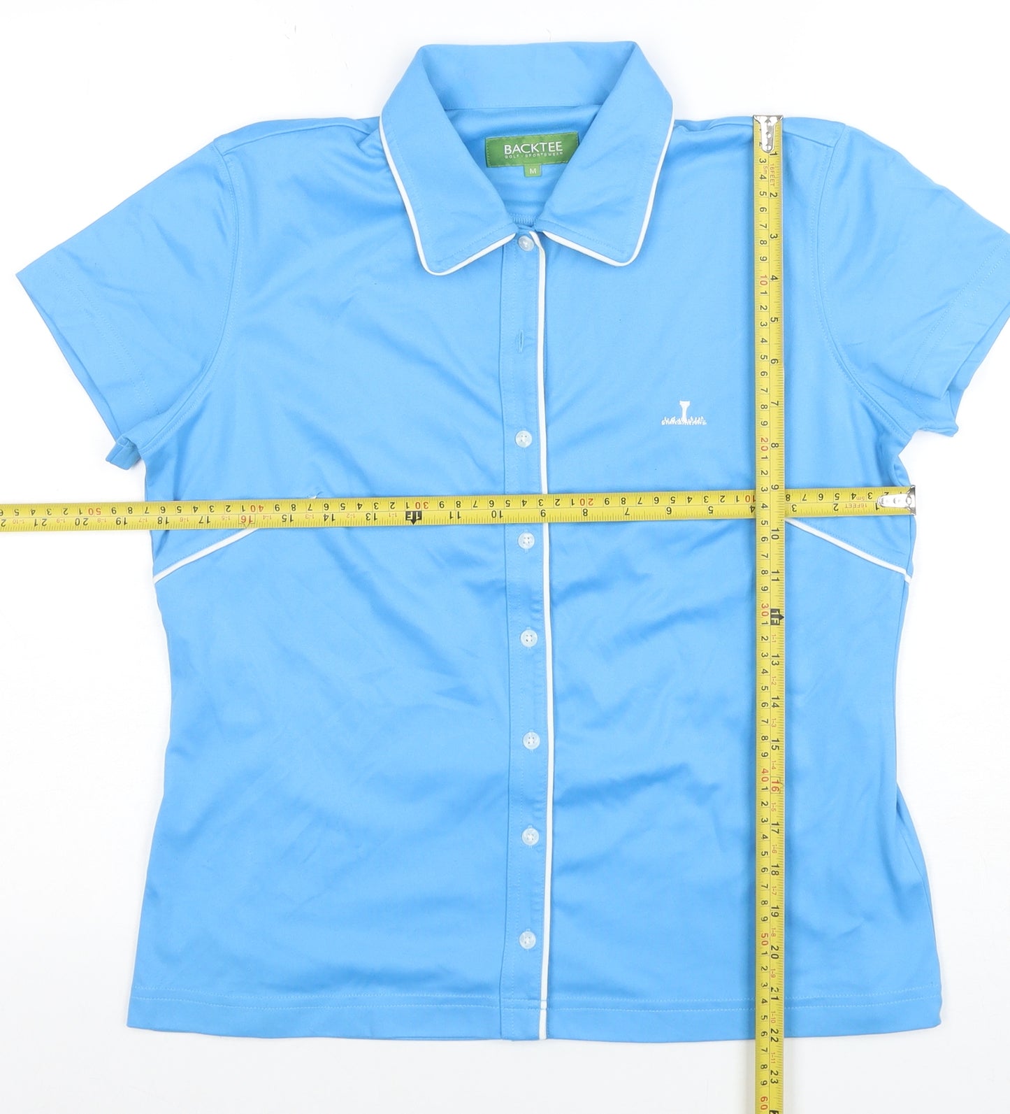BACKTEE Women's Blue Short Sleeve Collared Polo Shirt M