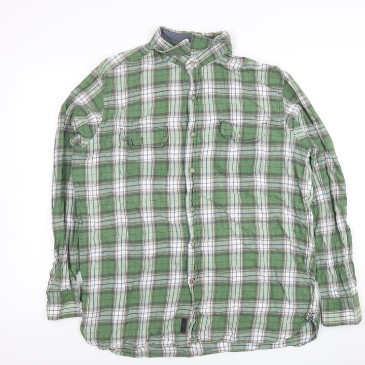 Hudson North Men's Green Plaid Cotton Button-Up Shirt Size L