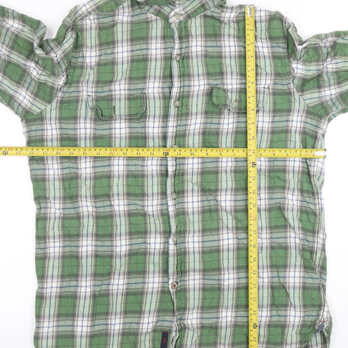 Hudson North Men's Green Plaid Cotton Button-Up Shirt Size L