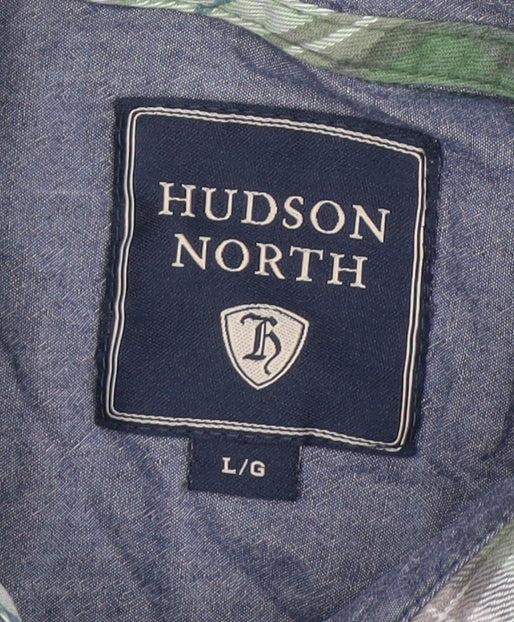 Hudson North Men's Green Plaid Cotton Button-Up Shirt Size L