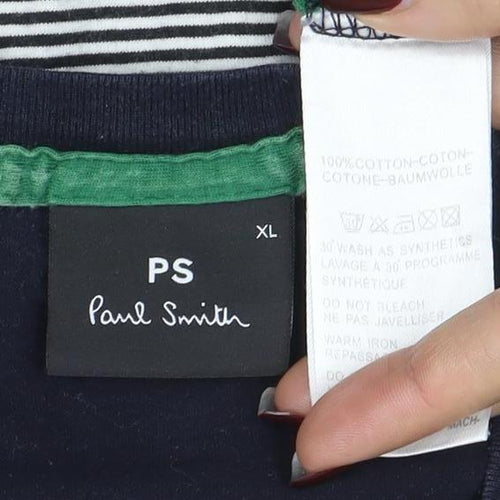 Paul Smith Men's Multicoloured Striped Cotton T-Shirt XL