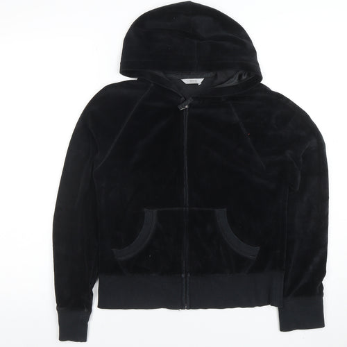 Marks and Spencer Womens Black Velour Zip Hoodie UK 10