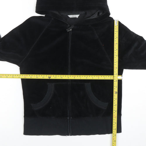 Marks and Spencer Womens Black Velour Zip Hoodie UK 10