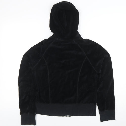 Marks and Spencer Womens Black Velour Zip Hoodie UK 10