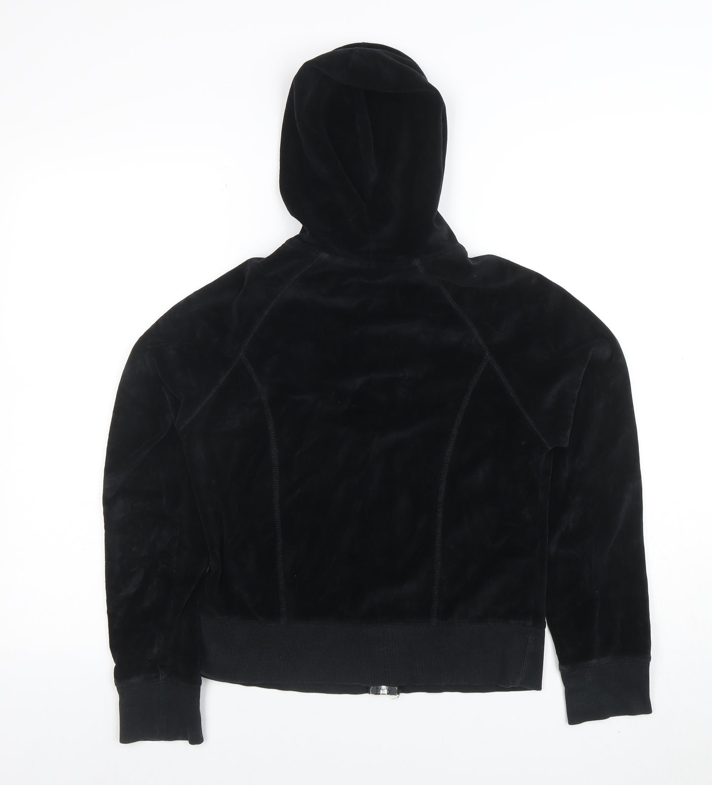 Marks and Spencer Womens Black Velour Zip Hoodie UK 10