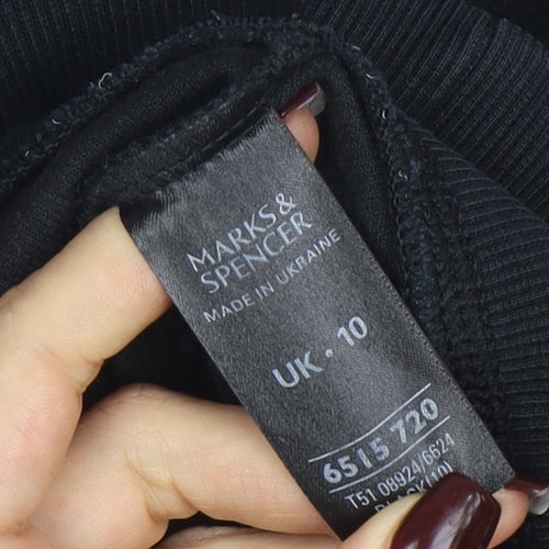 Marks and Spencer Womens Black Velour Zip Hoodie UK 10