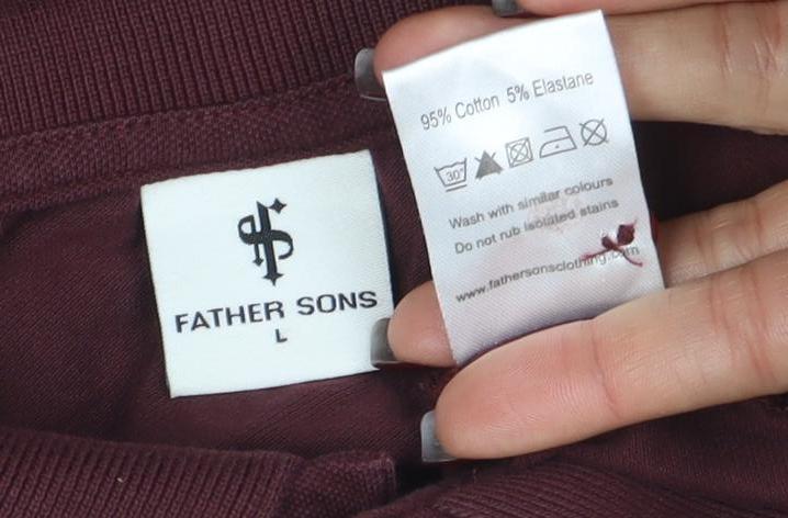 Father Sons Men’s Brown Long Sleeve Slim Fit Polo Shirt L