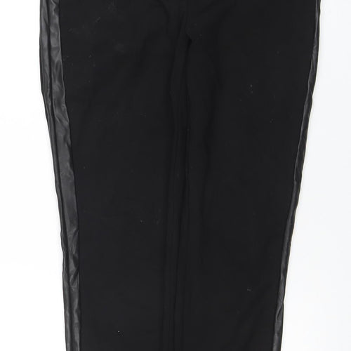 Rick Cardona Women’s Black Belted Faux Leather Panel Leggings Size 16