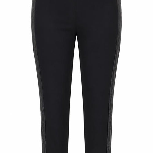 Rick Cardona Women’s Black Belted Faux Leather Panel Leggings Size 16