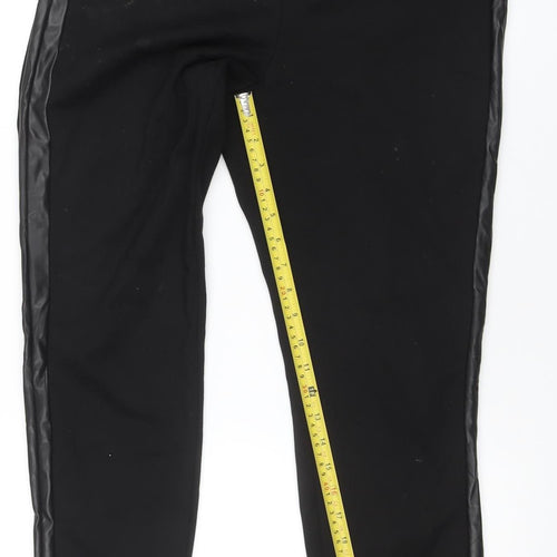 Rick Cardona Women’s Black Belted Faux Leather Panel Leggings Size 16