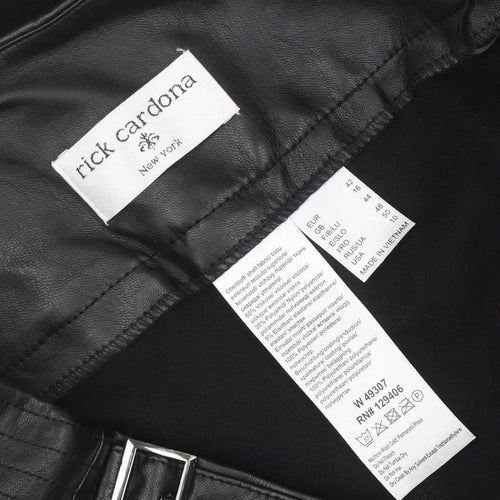 Rick Cardona Women’s Black Belted Faux Leather Panel Leggings Size 16