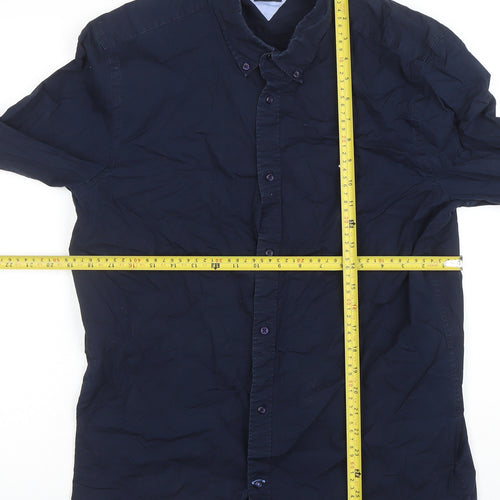 Tommy Hilfiger Men’s Blue Slim Fit Long Sleeve Button-Up Shirt XL