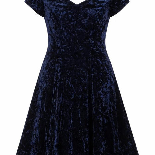 St Michael Women's Blue Velvet Fit & Flare Dress Size 10