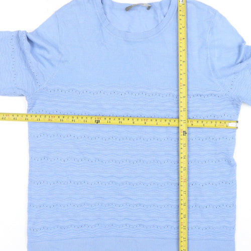 Oasis Women's Blue Knit Crew Neck Cotton Jumper Size M