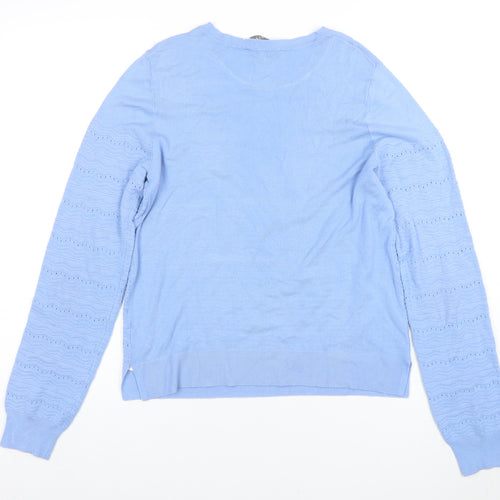 Oasis Women's Blue Knit Crew Neck Cotton Jumper Size M