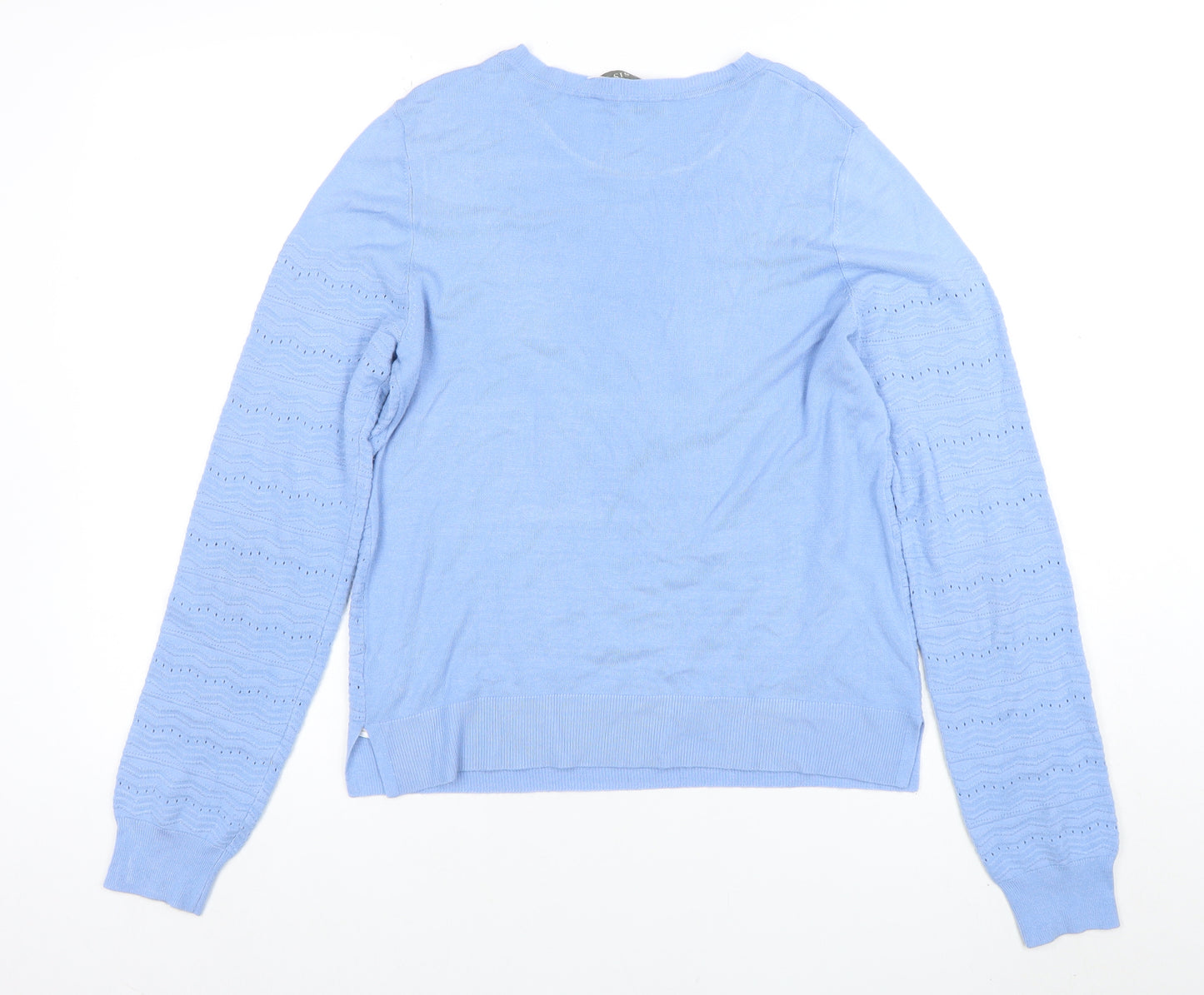 Oasis Women's Blue Knit Crew Neck Cotton Jumper Size M