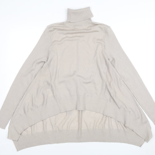 Karen Millen Women Beige Roll Neck Merino Wool Jumper Size 10