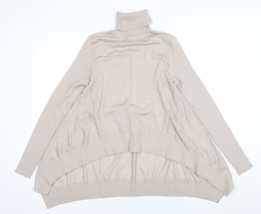 Karen Millen Women Beige Roll Neck Merino Wool Jumper Size 10