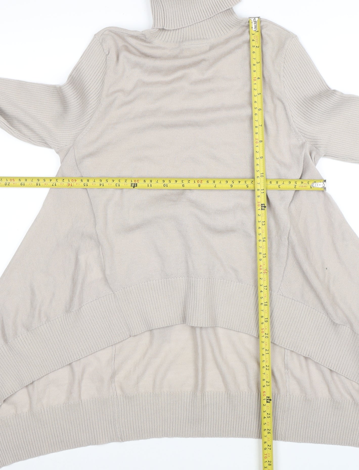 Karen Millen Women Beige Roll Neck Merino Wool Jumper Size 10