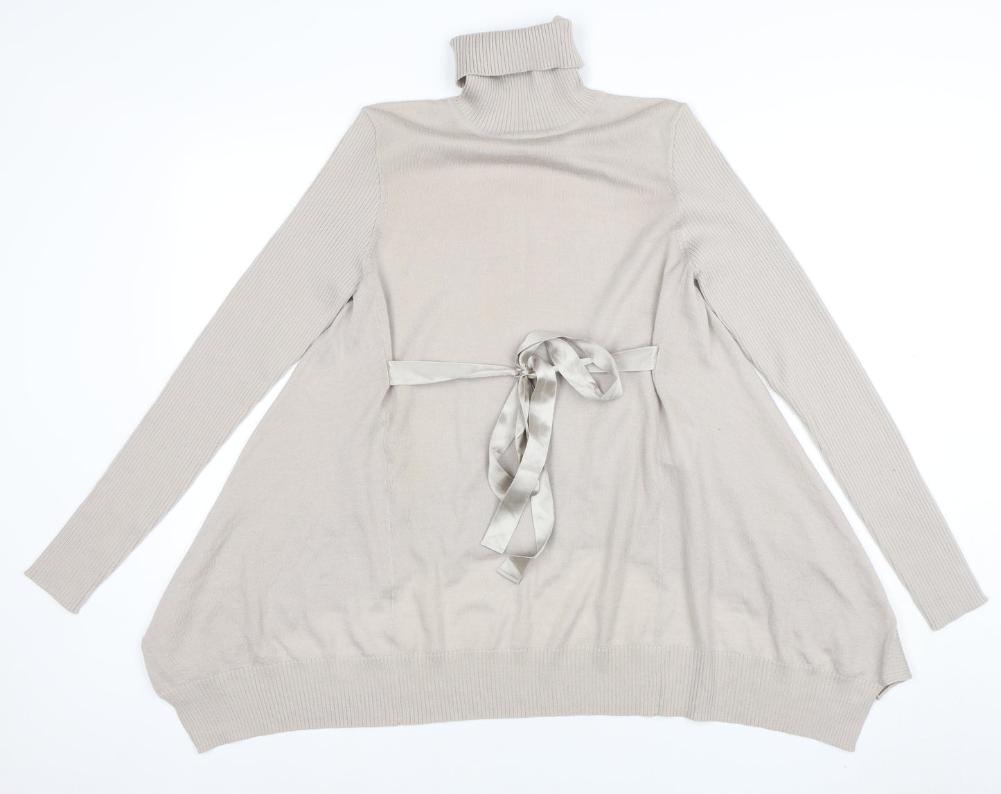 Karen Millen Women Beige Roll Neck Merino Wool Jumper Size 10