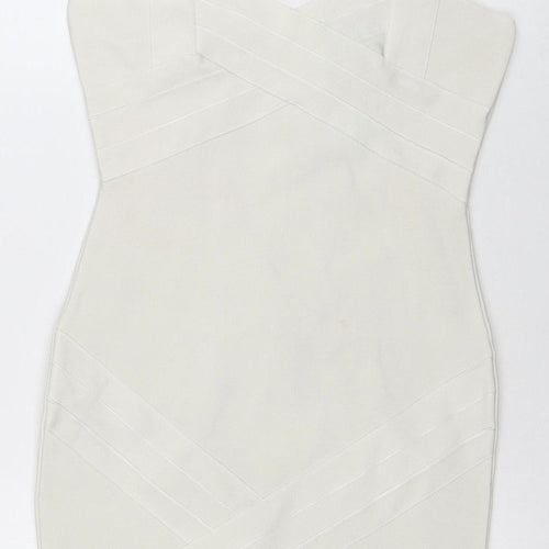 FRIME Women’s Ivory Sleeveless Bodycon Short Dress Size S