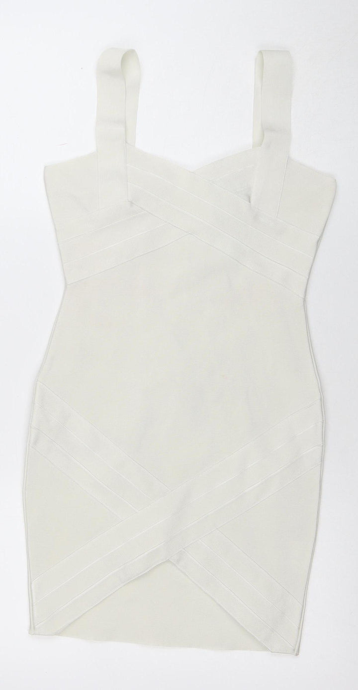 FRIME Women’s Ivory Sleeveless Bodycon Short Dress Size S