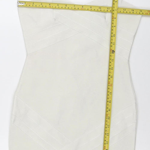 FRIME Women’s Ivory Sleeveless Bodycon Short Dress Size S